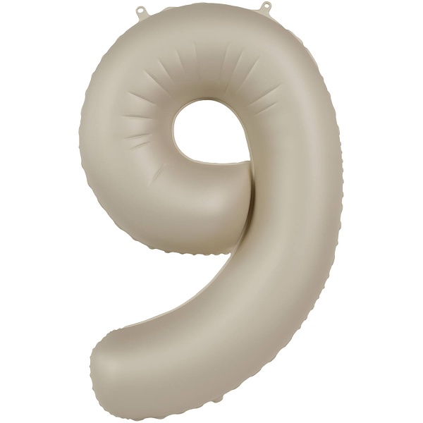 Balónek fóliový číslo 9 Krémové latté, matný 86 cm