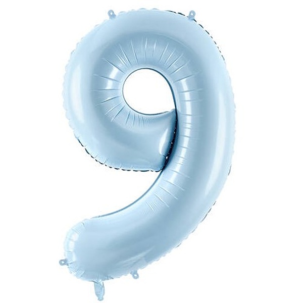 Balónek fóliový číslo 9 pastelově modrý 72cm