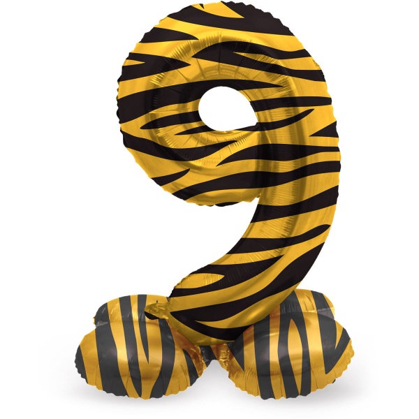 Balónek fóliový číslo 9 samostojné Tygr 41 cm