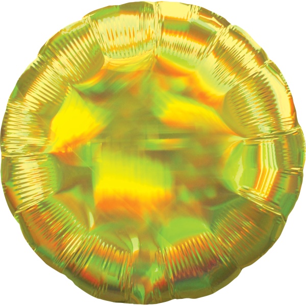 Levně Balónek fóliový holografický kruh žlutý 43 cm