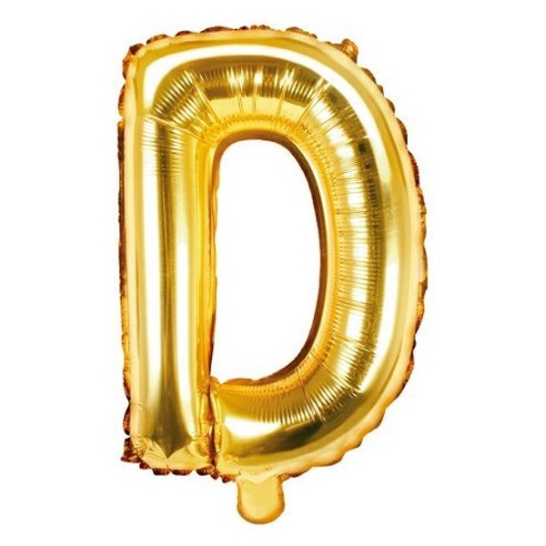 Balónek fóliový písmeno D zlaté 35 cm