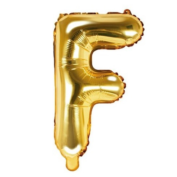 Balónek fóliový písmeno F zlaté 35 cm