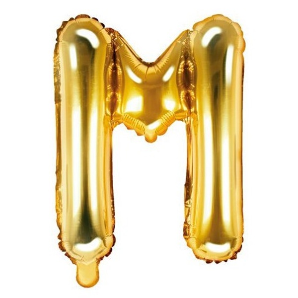Balónek fóliový písmeno M zlaté 35 cm