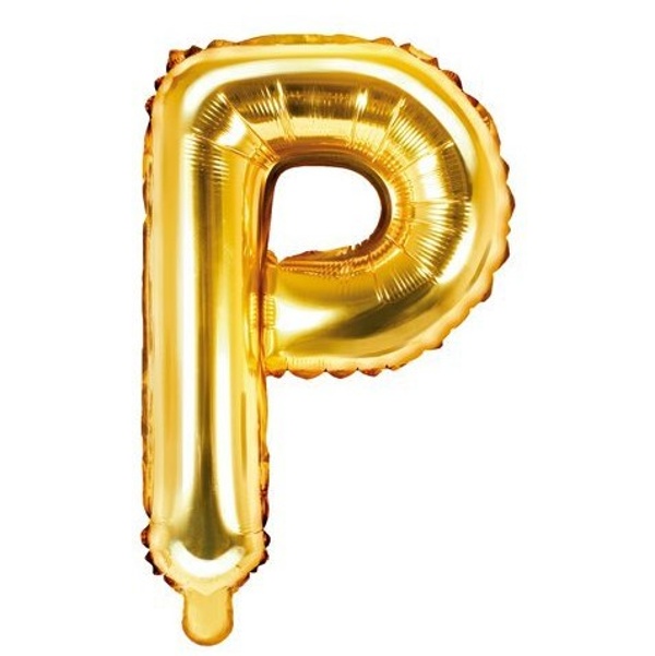 Balónek fóliový písmeno P zlaté 35 cm