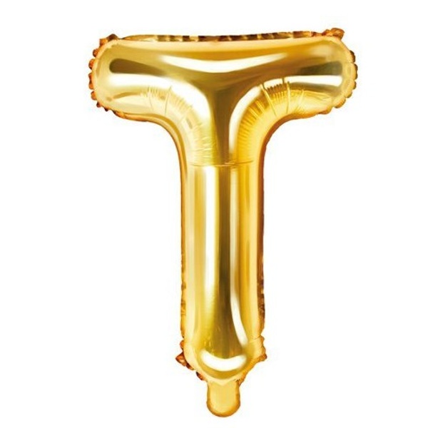 Balónek fóliový písmeno T zlaté 35 cm