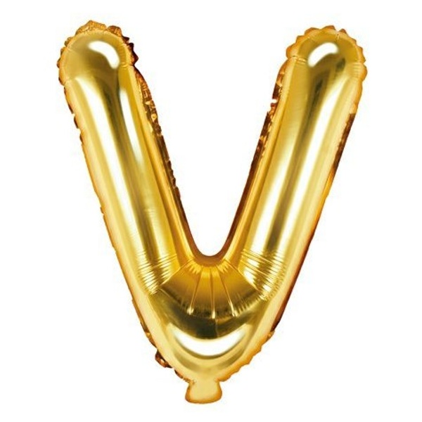 Balónek fóliový písmeno V zlaté 35 cm