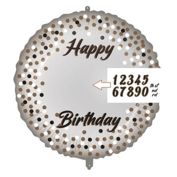 Balónek fóliový pro personifikaci se samolepicími číslicemi Puntíky kulaté 46 cm