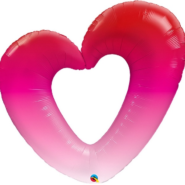 Balónek fóliový růžové Ombre srdce 107 cm