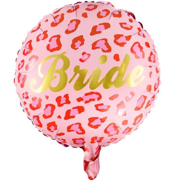 Bride party – balónek fóliový růžový levhratí vzor 35 cm