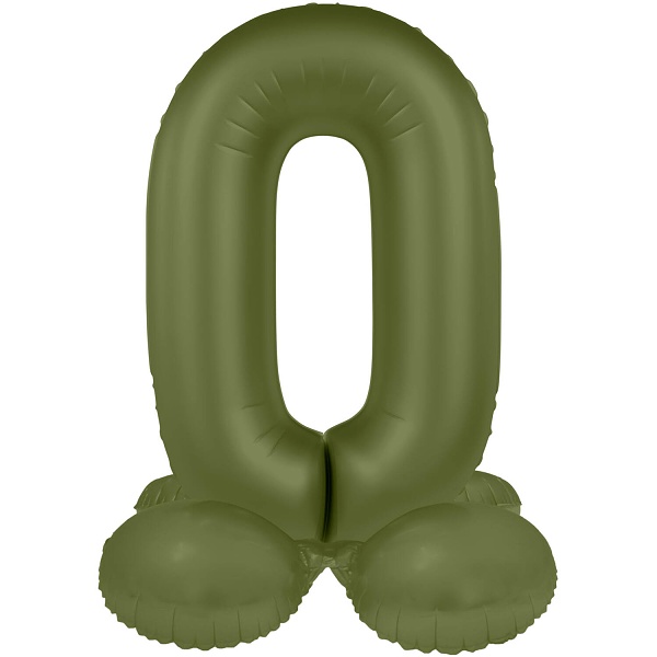 Balónek fóliový samostojný číslo 0 Olivově zelená, matný 72 cm