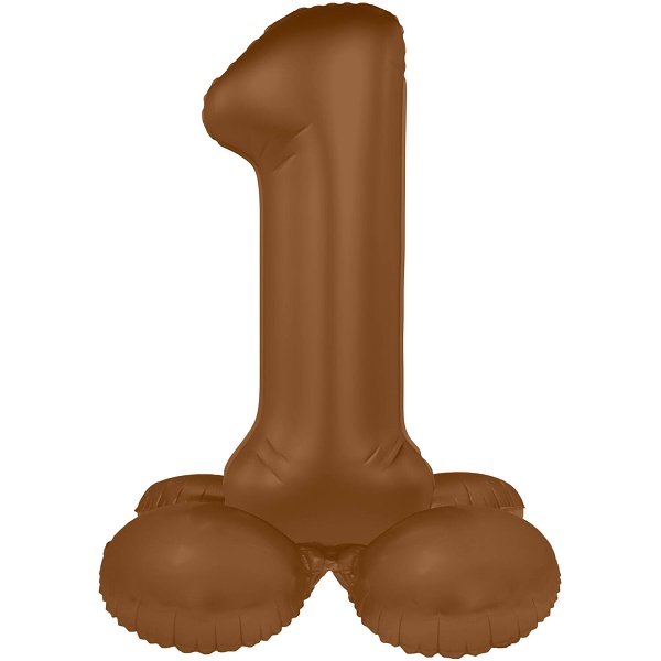 Balónek fóliový samostojný číslo 1 Čokoládově hnědá, matný 72 cm