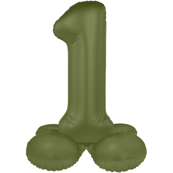 Balónek fóliový samostojný číslo 1 Olivově zelená, matný 41 cm
