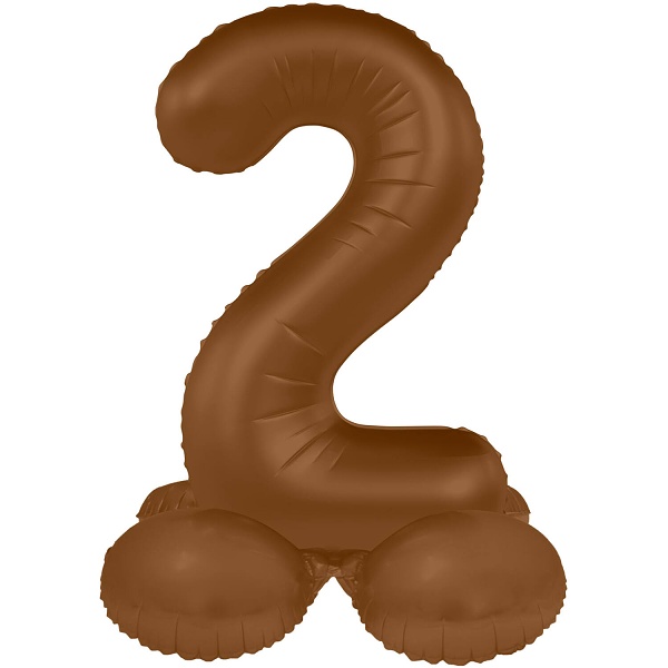 Balónek fóliový samostojný číslo 2 Čokoládově hnědá, matný 72 cm