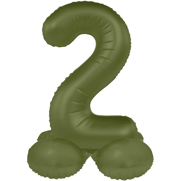 Balónek fóliový samostojný číslo 2 Olivově zelená, matný 41 cm