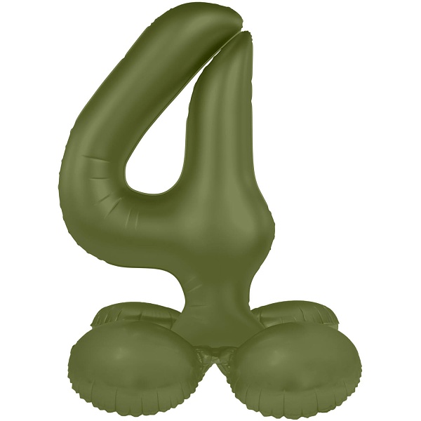 Balónek fóliový samostojný číslo 4 Olivově zelená, matný 72 cm
