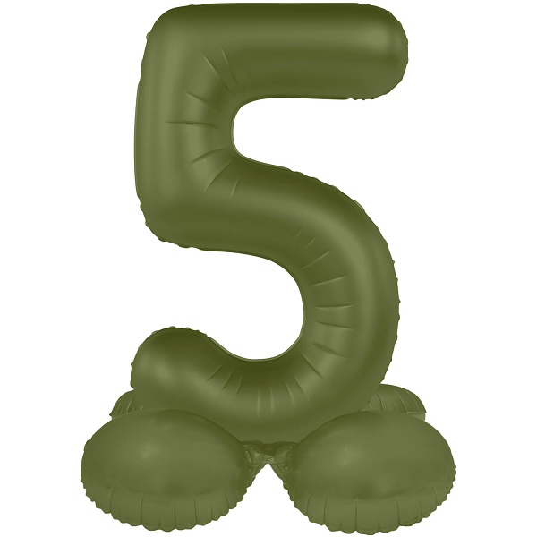 Balónek fóliový samostojný číslo 5 Olivově zelená, matný 41 cm