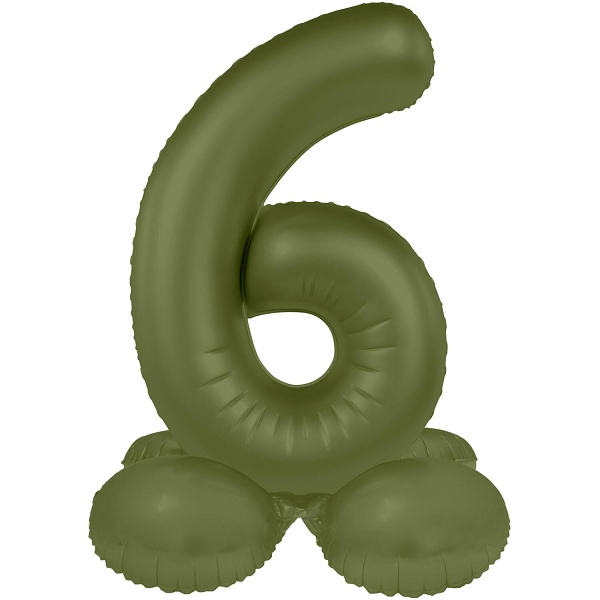 Balónek fóliový samostojný číslo 6 Olivově zelená, matný 72 cm