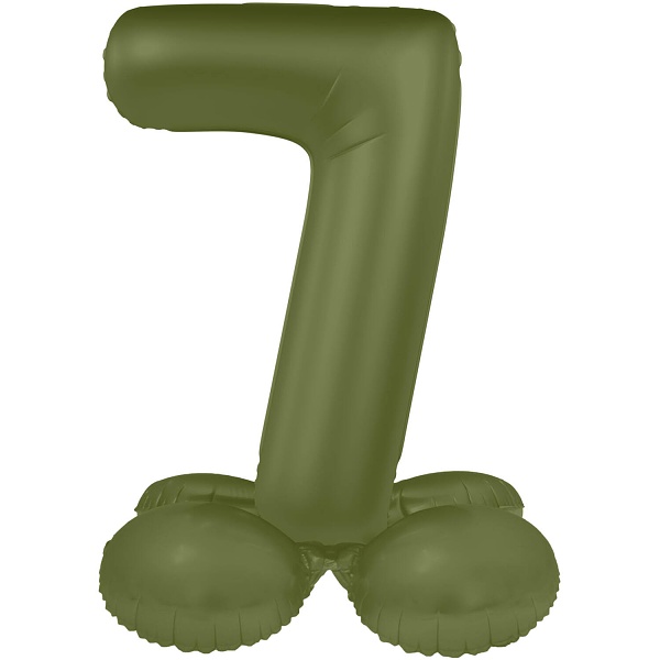 Balónek fóliový samostojný číslo 7 Olivově zelená, matný 41 cm