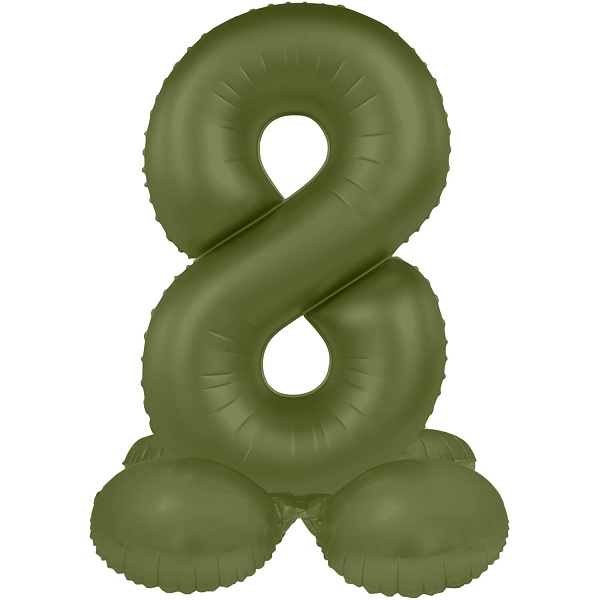 Balónek fóliový samostojný číslo 8 Olivově zelená, matný 72 cm