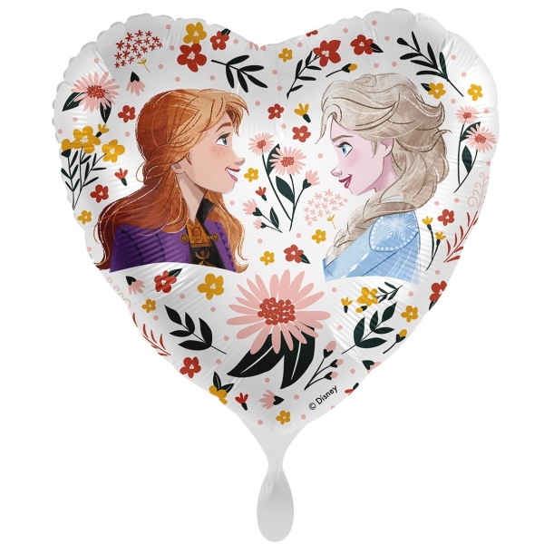 Balónek fóliový srdce Elsa & Anna Floral 43 cm