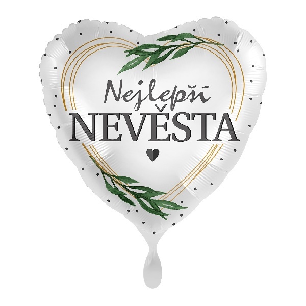 Balónek fóliový srdce Nejlepší nevěsta 43 cm