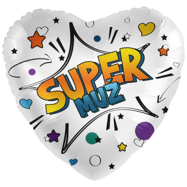 Balónek fóliový srdce Super muž 43 cm
