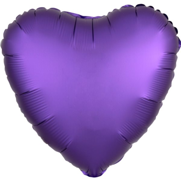 Balónek fóliový srdce saténové fialové 43 cm