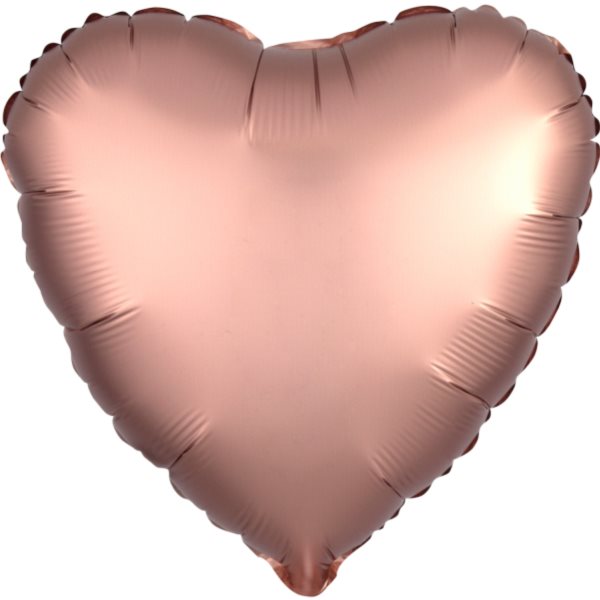 Balónek fóliový srdce saténové růžově měděné 43 cm