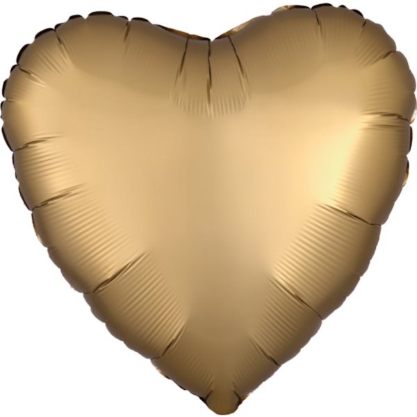 Balónek fóliový srdce saténové zlaté 43 cm