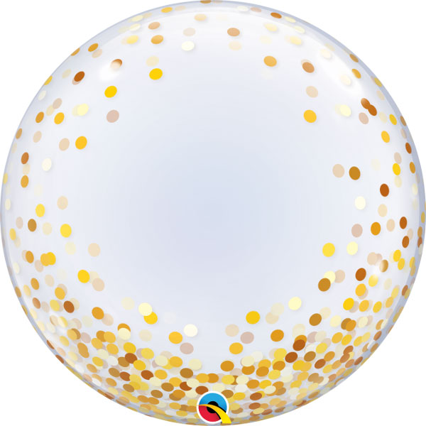 Balónek fóliový transparentní Zlaté konfety 61 cm