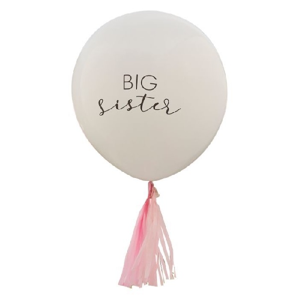 Balónek latexový Big sister bílý se střapci 45 cm 1 ks