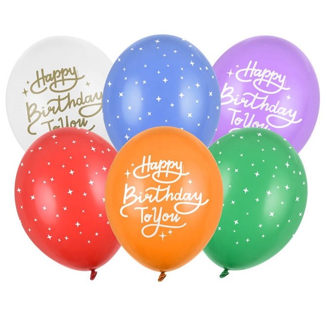 Balónky latexové Happy Birthday To You mix 30 cm 6 ks