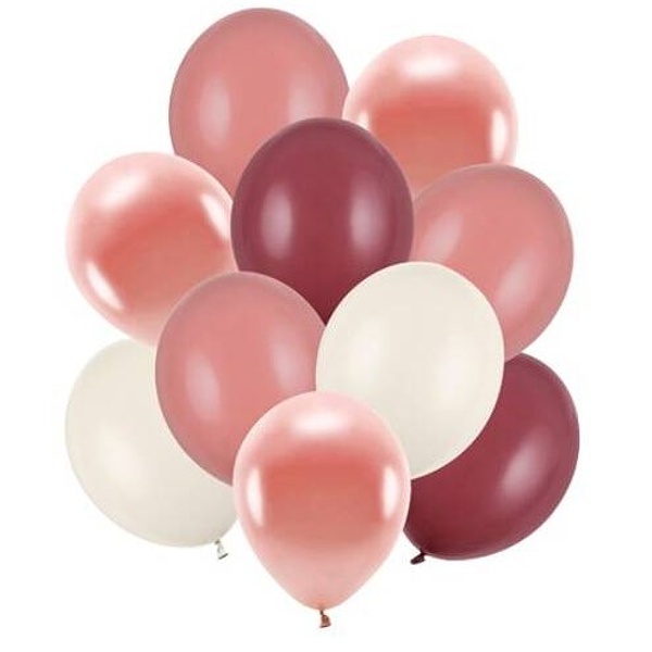 Levně Balónky latexové (alabastr, růžové, švestkové) mix 27-30 cm, 10 ks