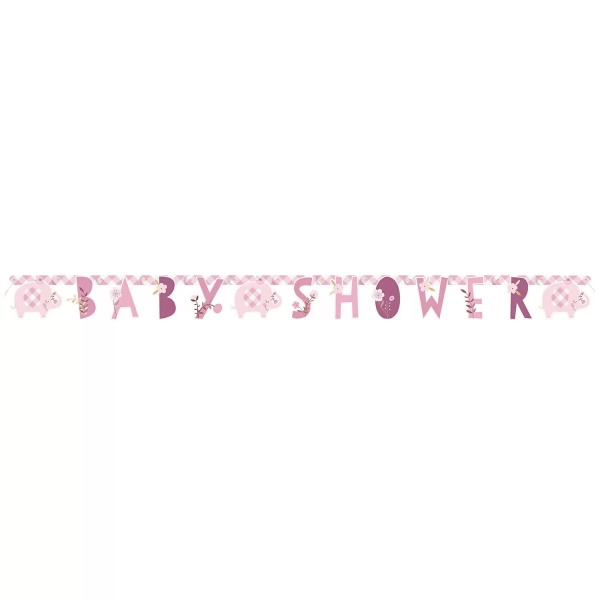Baby Shower Slon růžový - Banner 160 cm