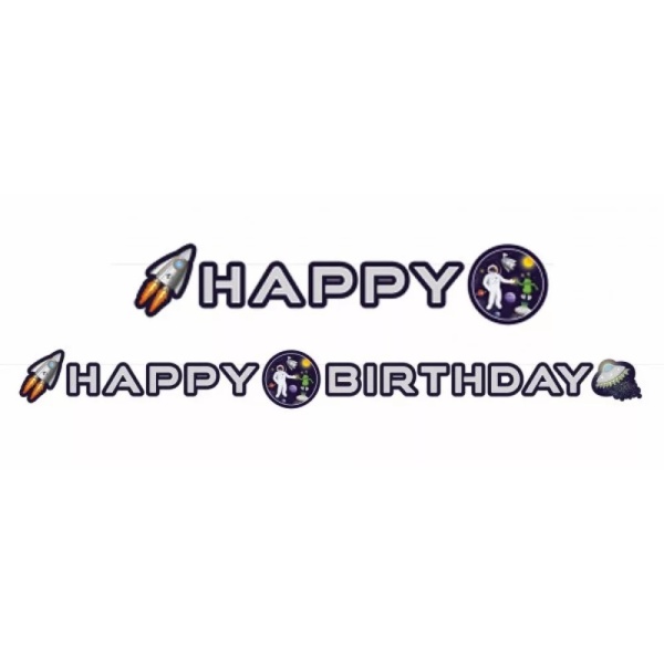 Levně Banner Happy Birthday Space party 192 cm