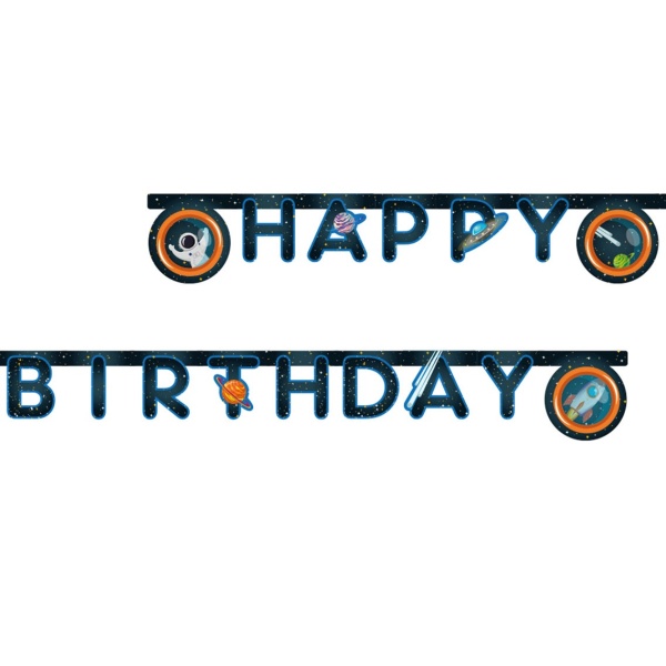 Levně Vesmírná party - Banner Rocket Space "Happy Birthday" 2 m