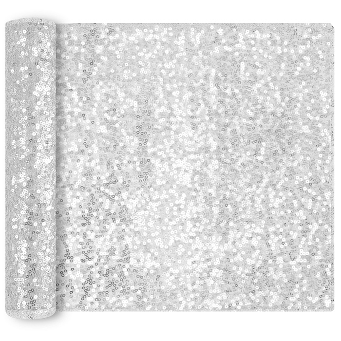 Běhoun na stůl stříbrný flitrovaný 28x200cm
