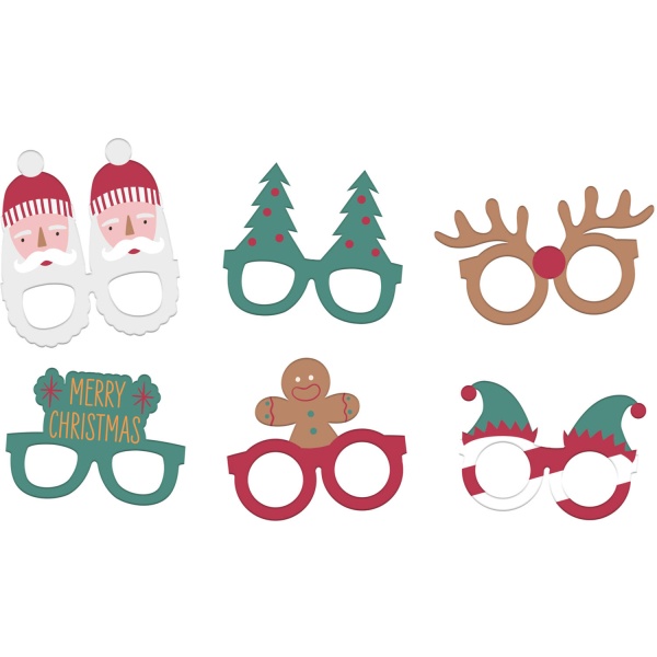 Brýle Vánoční Holly Jolly papírové 6 ks