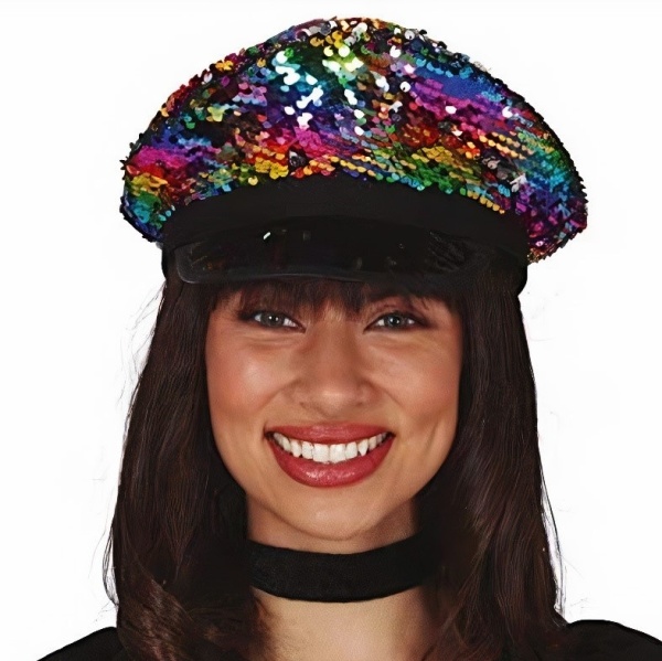 Čepice policejní s flitry multicolor