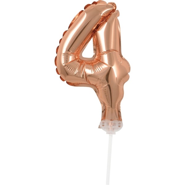 Číslice nafukovací 4 na dort růžové zlato 13 cm