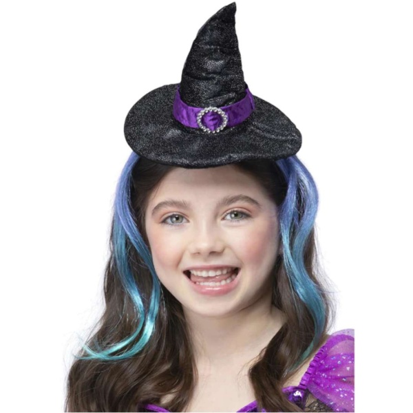 Levně Čelenka s čarodejnickým kloboučkem a barevnými vlasy