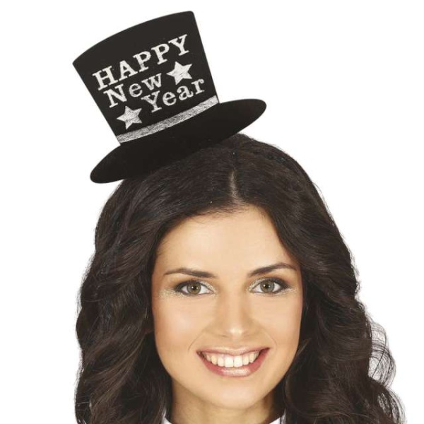 Levně Čelenka s kloboučkem Happy New Year stříbrná