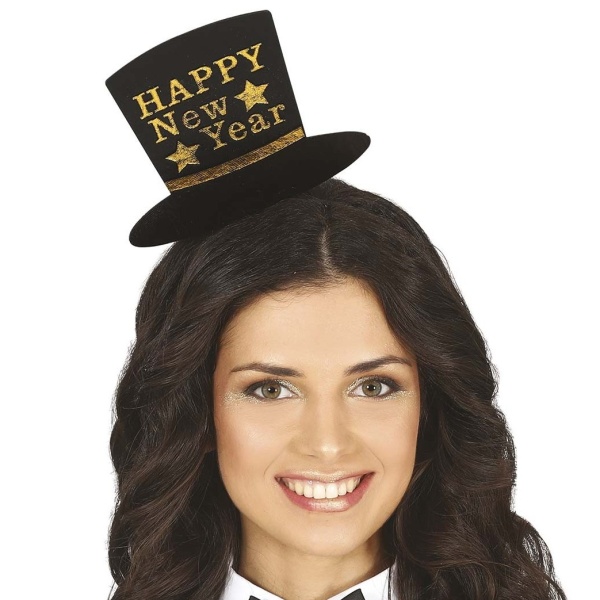 Čelenka s kloboučkem Happy New Year zlatá