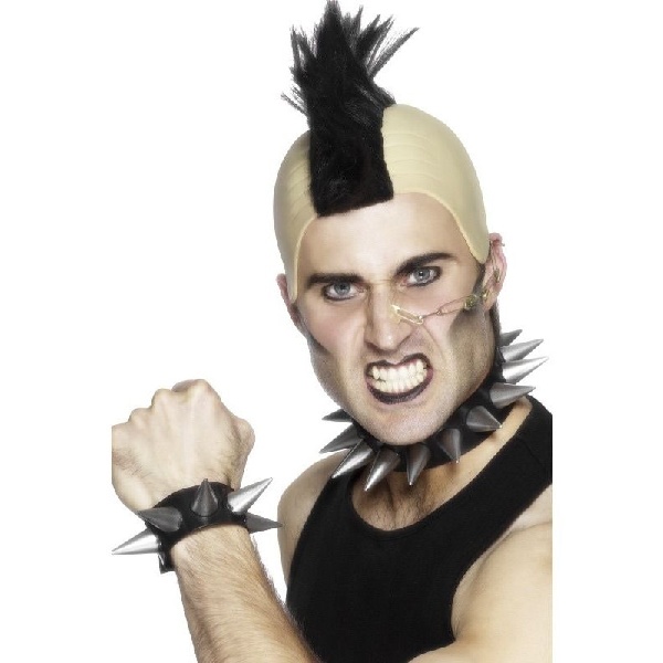 Choker a náramek, stříbrný Punk