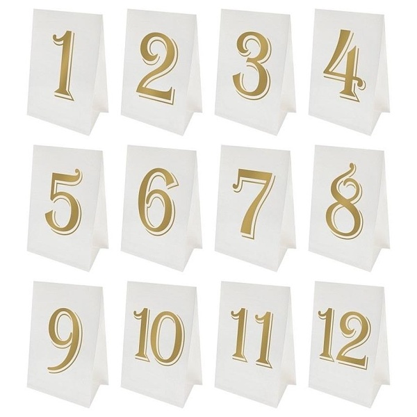 Levně Čísla na stůl bílo-zlatá 1-12