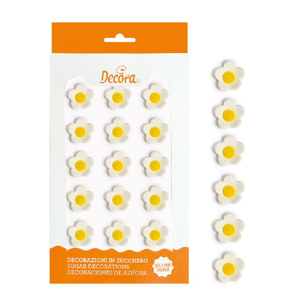 Cukrové dekorace Kytičky bílé 2 cm 15 ks