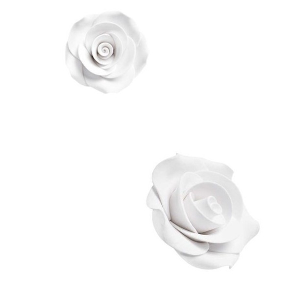 Cukrové dekorace Růže bílé 5 cm 6 ks