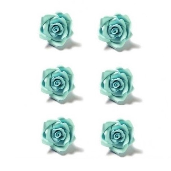 Cukrové dekorace Růže modré 5 cm 6 ks