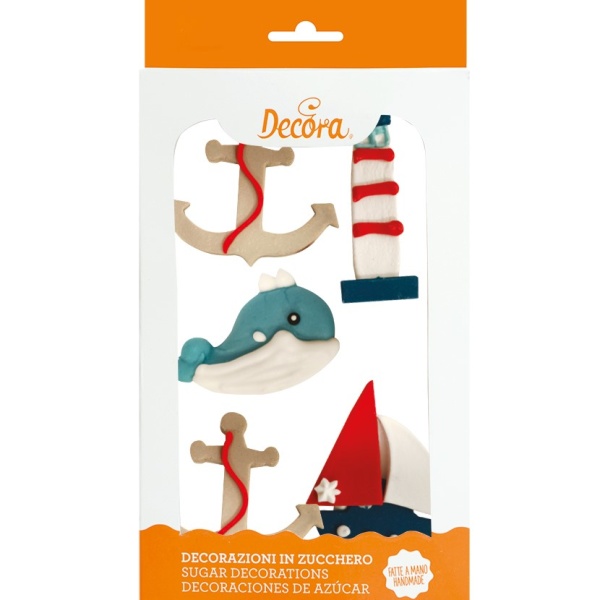 Cukrové dekorace na cupcakes Marine 5 ks