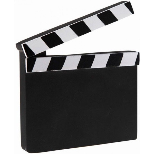 Dekorace Filmová klapka dřevěná 11,5 x 13,5 cm